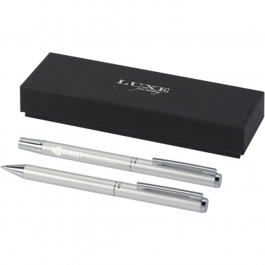 Logo trade promotional products image of: Lucetto recycled aluminium ballpoint and rollerball pen gift set