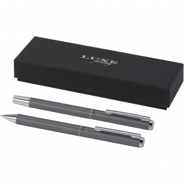 Logotrade promotional products photo of: Lucetto recycled aluminium ballpoint and rollerball pen gift set