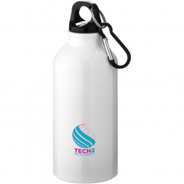 Logo trade promotional giveaways picture of: Oregon 400 ml RCS certified recycled aluminium water bottle with carabiner