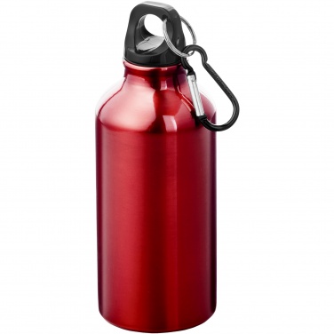 Logo trade promotional merchandise picture of: Oregon 400 ml RCS certified recycled aluminium water bottle with carabiner