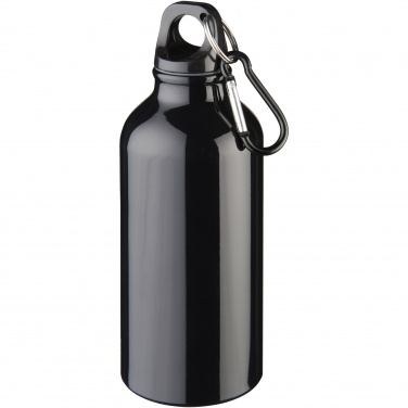 Logo trade advertising products picture of: Oregon 400 ml RCS certified recycled aluminium water bottle with carabiner