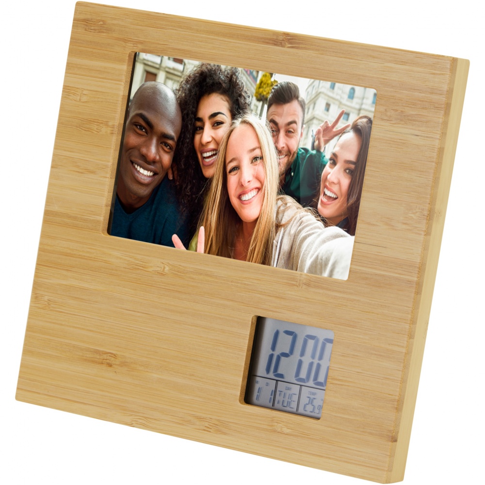 Logo trade promotional gifts image of: Sasa bamboo photo frame with thermometer