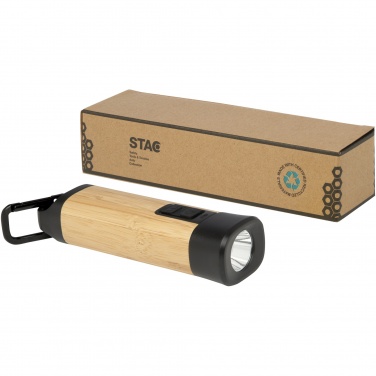 Logo trade promotional giveaways picture of: Kuma bamboo/RCS recycled plastic torch with carabiner