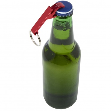 Logo trade advertising products image of: Tao RCS recycled aluminium bottle and can opener with keychain 