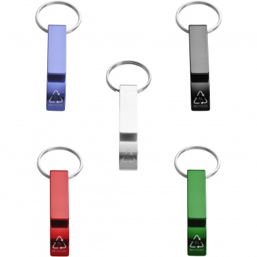 Logo trade promotional giveaway photo of: Tao RCS recycled aluminium bottle and can opener with keychain 