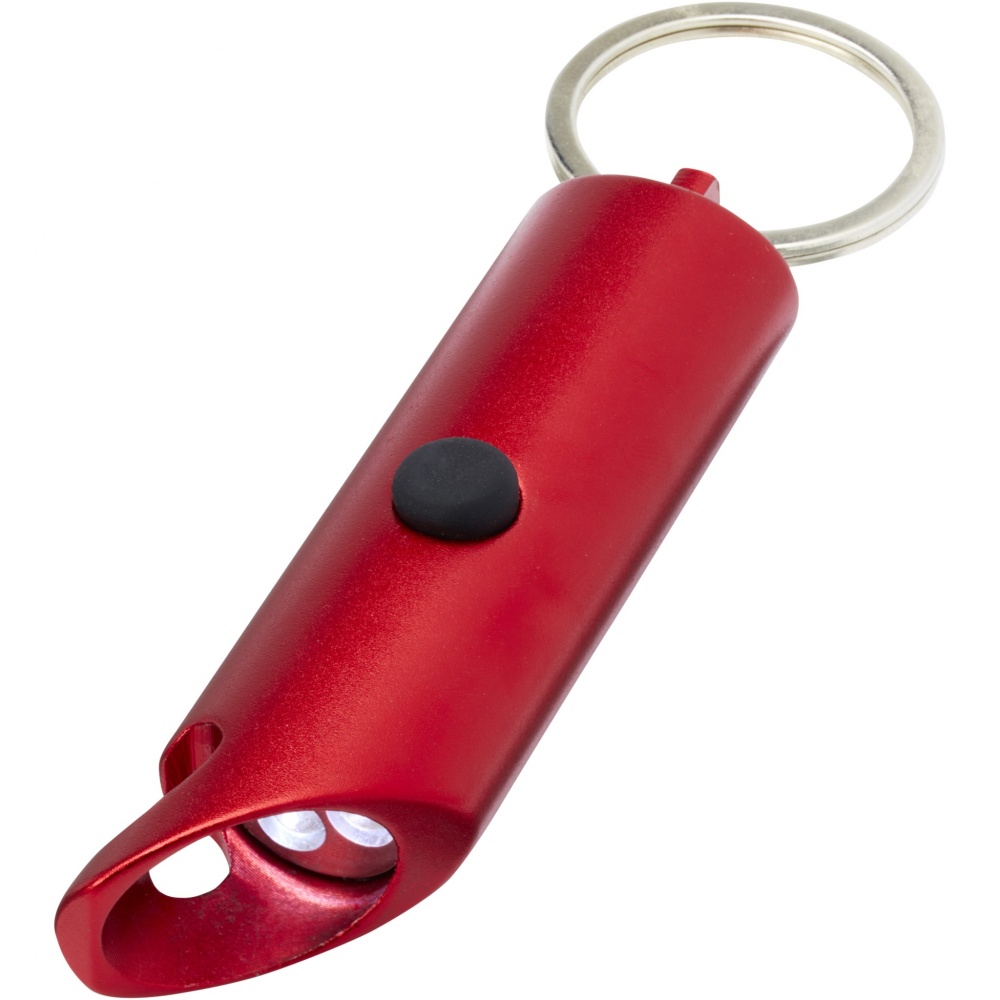 Logo trade corporate gifts image of: Flare RCS recycled aluminium IPX LED light and bottle opener with keychain