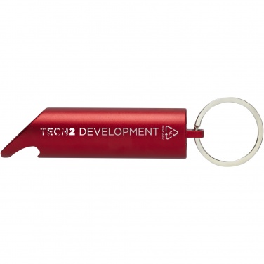 Logo trade promotional item photo of: Flare RCS recycled aluminium IPX LED light and bottle opener with keychain