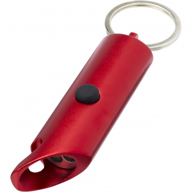 Logo trade promotional products image of: Flare RCS recycled aluminium IPX LED light and bottle opener with keychain