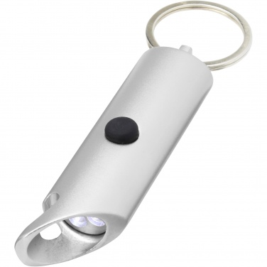 Logotrade advertising product picture of: Flare RCS recycled aluminium IPX LED light and bottle opener with keychain