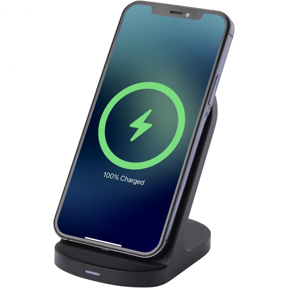 Logo trade promotional items picture of: Loop 15W dual coil RCS recycled plastic wireless charging stand