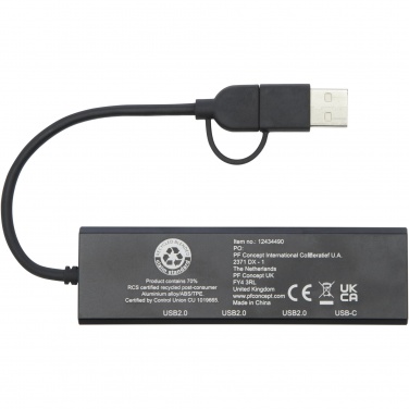 Logotrade business gift image of: Rise RCS recycled aluminium USB 2.0 hub