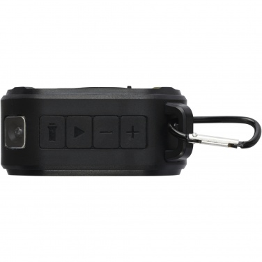 Logo trade promotional giveaways picture of: Solo 3W IPX5 RCS recycled plastic solar Bluetooth® speaker with carabiner 