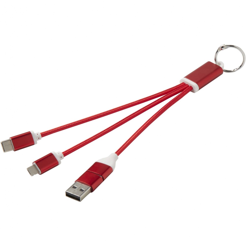 Logotrade advertising product picture of: Metal 4-in-1 recycled aluminium charging cable with keychain