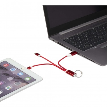 Logo trade promotional giveaway photo of: Metal 4-in-1 recycled aluminium charging cable with keychain