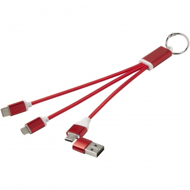 Logo trade promotional merchandise image of: Metal 4-in-1 recycled aluminium charging cable with keychain