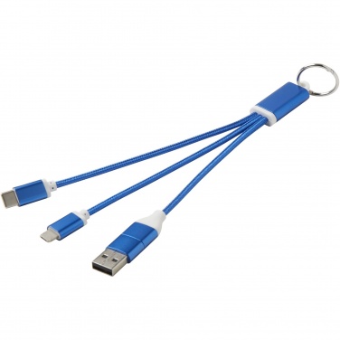 Logotrade advertising product image of: Metal 4-in-1 recycled aluminium charging cable with keychain