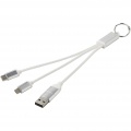 Metal 4-in-1 recycled aluminium charging cable with keychain, Silver