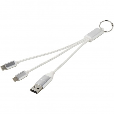 Logotrade promotional giveaways photo of: Metal 4-in-1 recycled aluminium charging cable with keychain