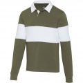 Clyde unisex organic rugby polo sweatshirt, Green / White