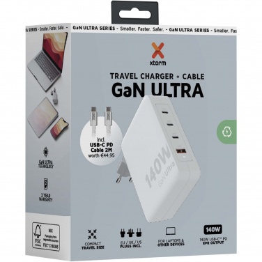 Logo trade promotional merchandise picture of: Xtorm XVC2140 GaN Ultra 140W travel charger with 240W USB-C PD cable