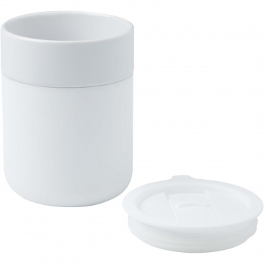 Logo trade promotional gift photo of: Java 330 ml ceramic tumbler with silicone wrap and plastic lid