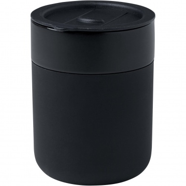 Logo trade promotional merchandise photo of: Java 330 ml ceramic tumbler with silicone wrap and plastic lid