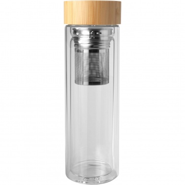 Logotrade corporate gift picture of: Bailey 400 ml borsilicate glass infuser bottle with bamboo lid