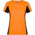 Shanghai short sleeve women's sports t-shirt, Fluor Orange / Solid black