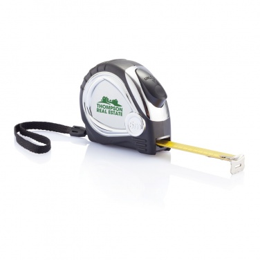 Logo trade promotional gift photo of: Chrome plated auto stop tape measure