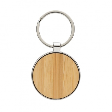 Logo trade promotional giveaways image of: RCS recycled zinc alloy round keychain with bamboo