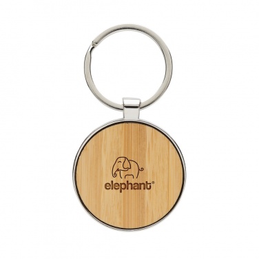 Logo trade promotional items picture of: RCS recycled zinc alloy round keychain with bamboo