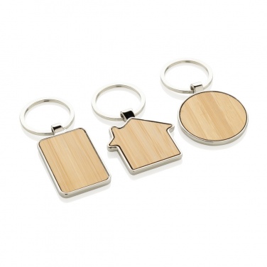 Logo trade advertising products picture of: RCS recycled zinc alloy round keychain with bamboo