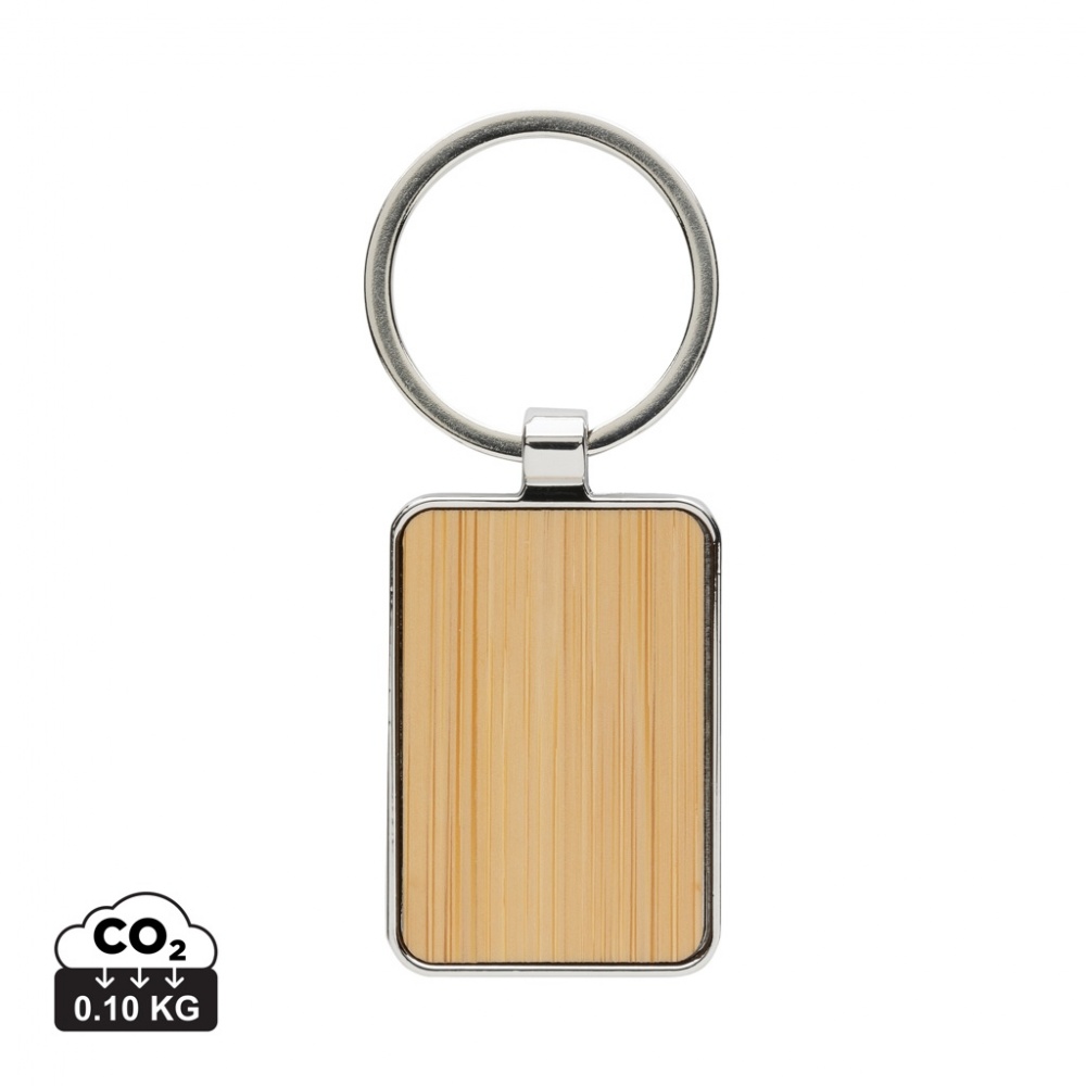 Logotrade promotional gifts photo of: RCS recycled zinc alloy rectangle keychain with bamboo