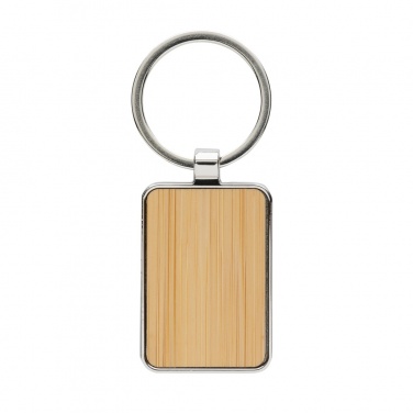 Logotrade business gift image of: RCS recycled zinc alloy rectangle keychain with bamboo