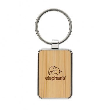 Logotrade promotional product image of: RCS recycled zinc alloy rectangle keychain with bamboo