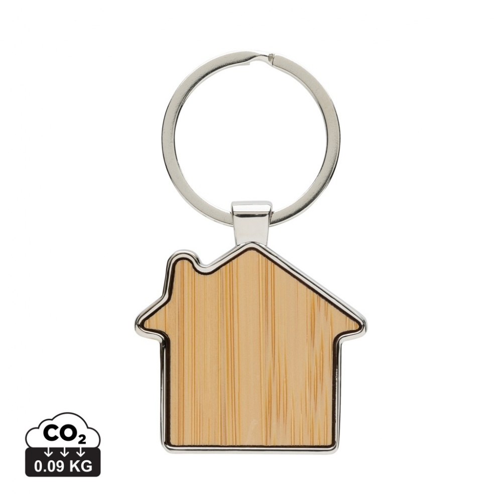 Logotrade promotional giveaway image of: RCS recycled zinc alloy house keychain with bamboo