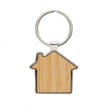 Logo trade promotional gifts picture of: RCS recycled zinc alloy house keychain with bamboo