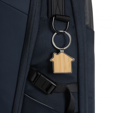 Logo trade corporate gifts image of: RCS recycled zinc alloy house keychain with bamboo