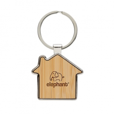 Logo trade promotional giveaways picture of: RCS recycled zinc alloy house keychain with bamboo