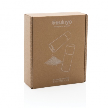 Logo trade advertising products picture of: Ukiyo bamboo salt and pepper mill set