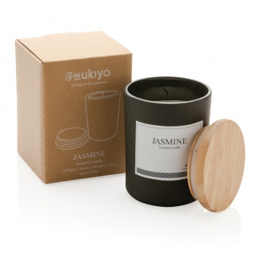 Logo trade business gifts image of: Ukiyo deluxe scented candle with bamboo lid