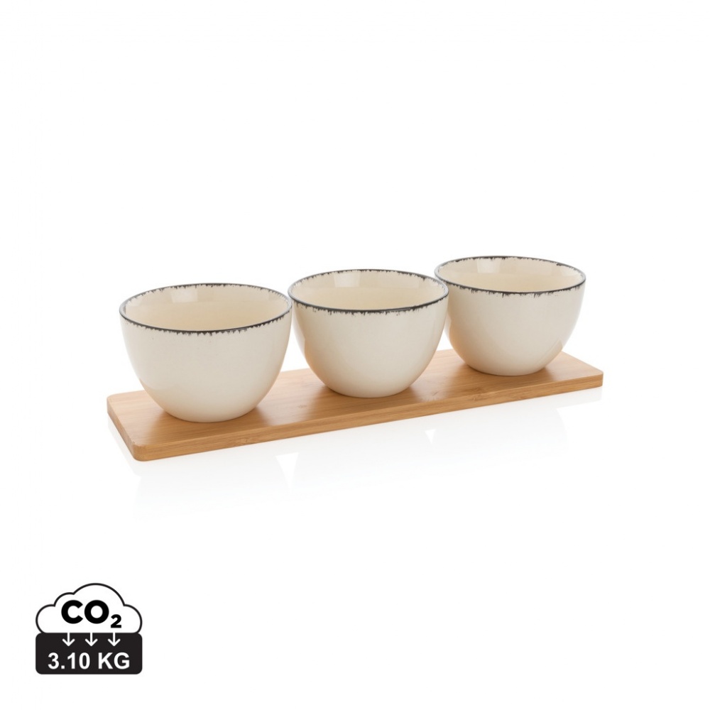 Logo trade promotional gifts picture of: Ukiyo 3pc serving bowl set with bamboo tray