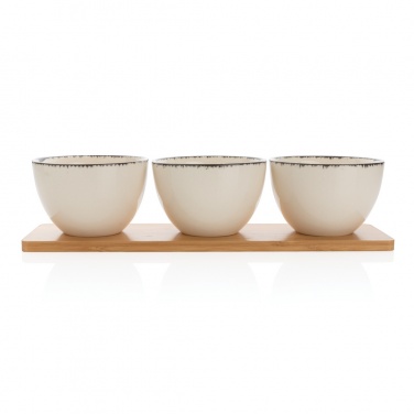 Logo trade promotional products picture of: Ukiyo 3pc serving bowl set with bamboo tray