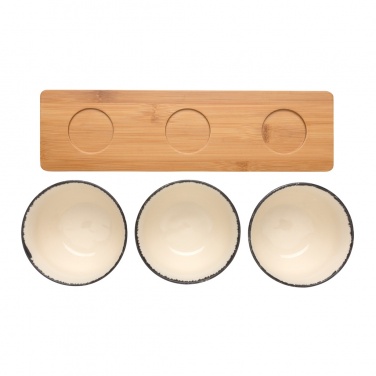 Logo trade business gift photo of: Ukiyo 3pc serving bowl set with bamboo tray