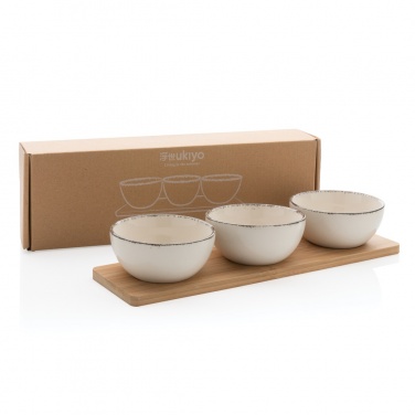 Logo trade business gifts image of: Ukiyo 3pc serving bowl set with bamboo tray