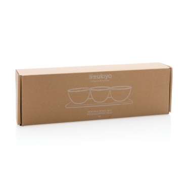 Logo trade promotional gifts image of: Ukiyo 3pc serving bowl set with bamboo tray