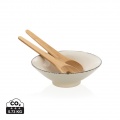 Ukiyo salad bowl with bamboo salad server, white