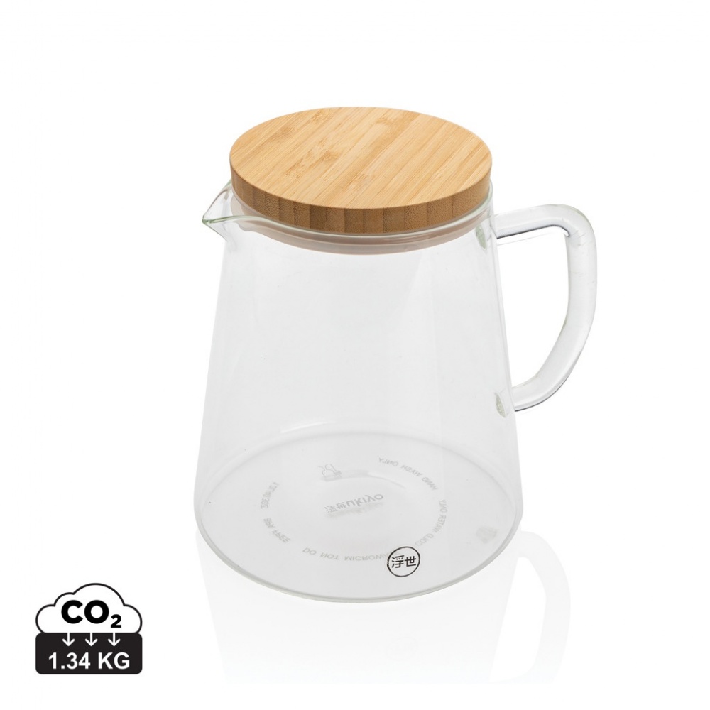 Logo trade promotional gifts image of: Ukiyo borosilicate glass carafe with bamboo lid 1.2L