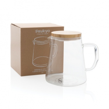 Logotrade promotional item picture of: Ukiyo borosilicate glass carafe with bamboo lid 1.2L