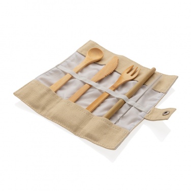 Logo trade corporate gift photo of: Reusable bamboo travel cutlery set